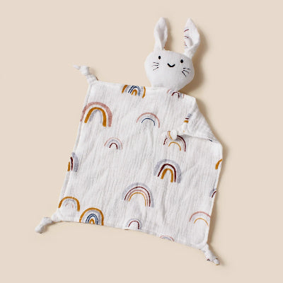 doudou lapin arc en ciel blanc